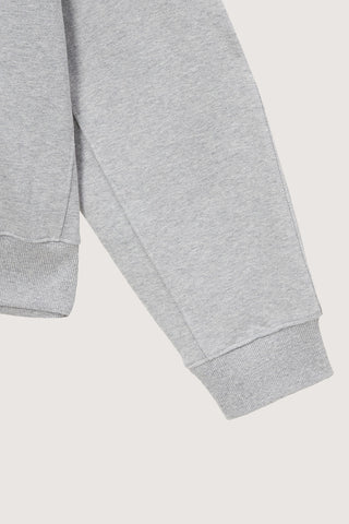 UNISEX LEATHER LOGO HALF ZIP-UP SWEATSHIRT MELANGE GREY