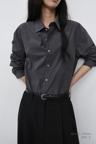 UNISEX REFINED COTTON SHIRT WASHED BLACK
