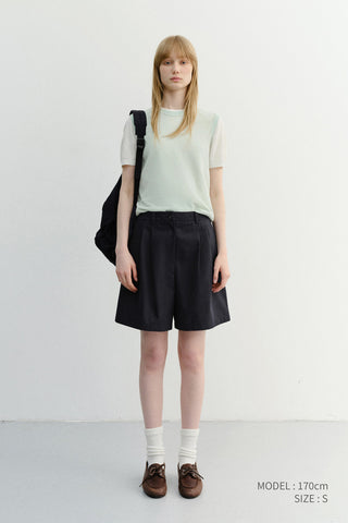 DOUBLE PLEATED BERMUDA SHORTS NAVY