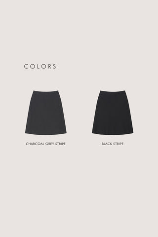 BIAS MIDI STRIPED SKIRT CHARCOAL GREY STRIPE