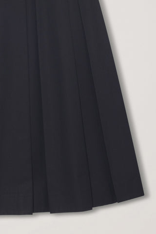 VOLUME PLEATS MIDI SKIRT BLACK