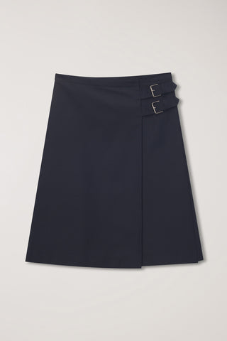 PLEATS MIDI SKIRT NAVY