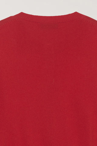 ESSENTIAL CREWNECK KNIT CARDIGAN TOMATO RED