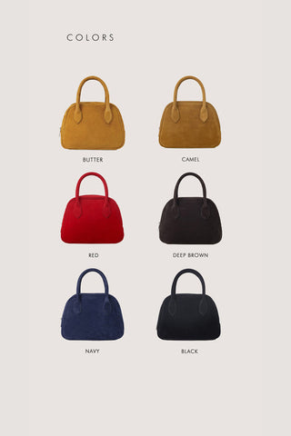 SUEDE BOSTON TOTE BAG DEEP BROWN