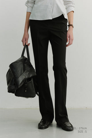 SEMI BOOT-CUT SLIM SLACKS BLACK