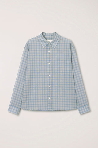 UNISEX CROPPED CHECKED SHIRT SOFT BLUE CHECK