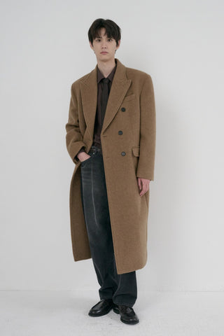 UNISEX TAILORED DOUBLE-BREASTED COAT CAMEL