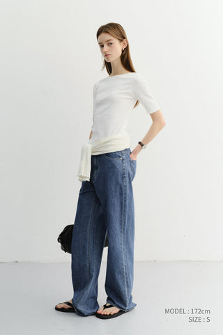 ESSENTIAL BOAT NECK T-SHIRT OFF WHITE