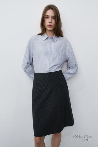 BIAS MIDI STRIPED SKIRT CHARCOAL GREY STRIPE