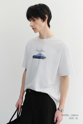 UNISEX SUMMER HOLIDAY CAR T-SHIRT LIGHT MELANGE GREY