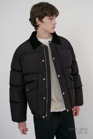UNISEX COLLARED GOOSE DOWN JACKET BLACK
