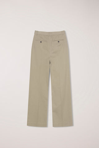 DOUBLE PLEATED WIDE CHINO SLACKS BEIGE