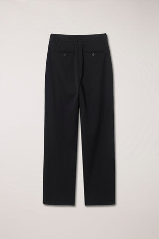 DOUBLE PLEATED WIDE SLACKS BLACK