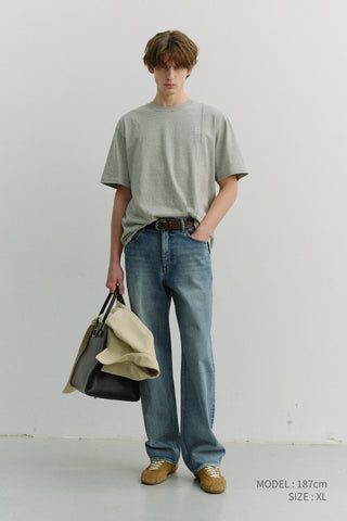 UNISEX LOGO CREASE T-SHIRT MELANGE GREY