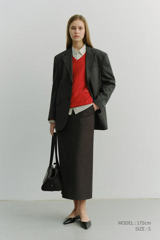 H-LINE STRIPED MAXI SKIRT GREY STRIPE