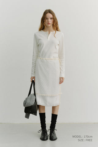 NEEDLEWORK LAYERING SKIRT IVORY