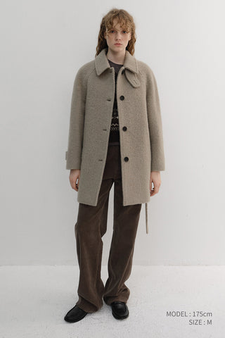 BELTED HALF COAT GREYISH BEIGE