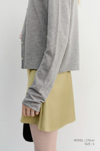 SUMMER ESSENTIAL CREWNECK CARDIGAN MELANGE GREY