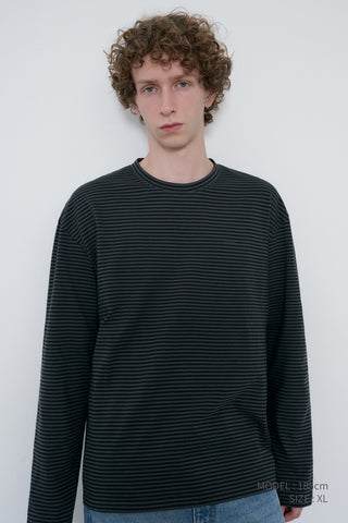 UNISEX MUTED STRIPED T-SHIRT CHARCOAL