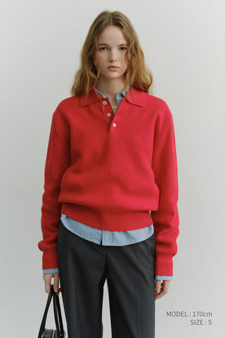 UNISEX CASHMERE COLLARED SWEATER RED