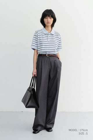 SUMMER DOUBLE PLEATED CHINO SLACKS CHARCOAL GREY