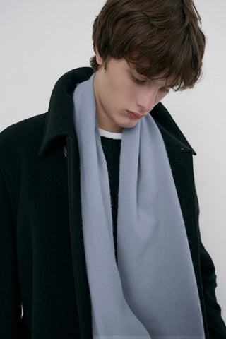 FRINGED CASHMERE MUFFLER SOFT BLUE