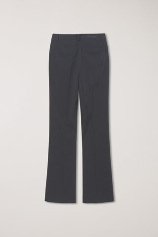 SEMI BOOT-CUT SLIM SLACKS CHARCOAL STRIPE