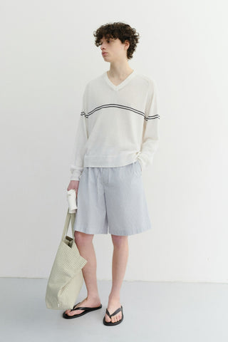 UNISEX PAJAMA BERMUDA SHORTS BLUE STRIPE
