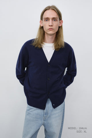 UNISEX V-NECK CARDIGAN BLUE NAVY