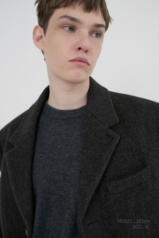 UNISEX 3 BUTTON WOOL BLAZER CHARCOAL GREY