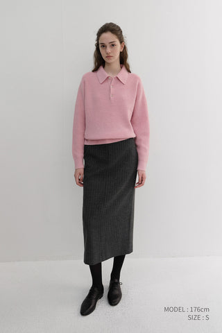H-LINE LONG SKIRT GREY STRIPE