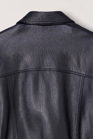 UNISEX OVERSIZED VINTAGE LEATHER BLOUSON BLACK
