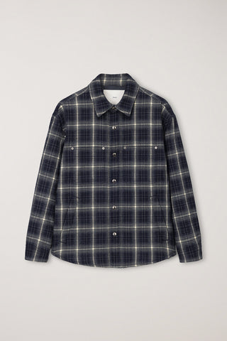 UNISEX QUILTED FLANNEL SHIRT NAVY CHECK
