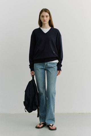 ESSENTIAL SEMI BOOT-CUT JEANS BRUSHED BLUE