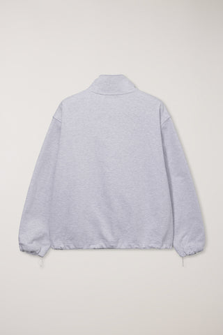 UNISEX RELAXED HALF ZIP-UP SWEATSHIRT LIGHT MELANGE GREY