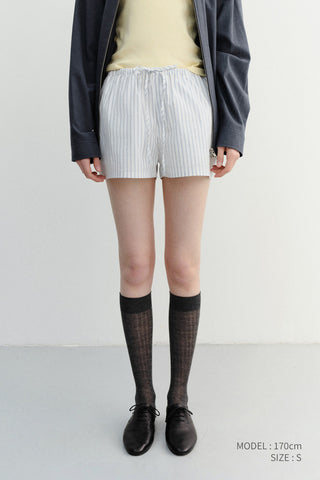 PAJAMA MINI SHORTS WHITE STRIPE