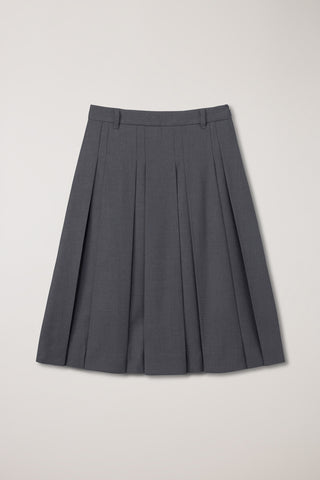 VOLUME PLEATS MIDI SKIRT MID GREY