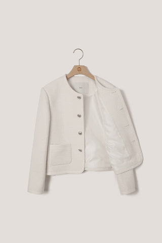 UNISEX CLASSIC BOUCLE TWEED JACKET CREAM