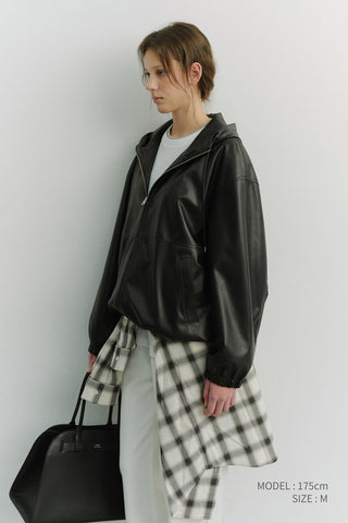 UNISEX ALTER-LEATHER WINDBREAKER BLACK