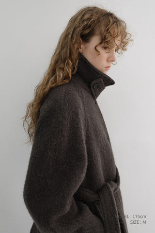 BELTED HALF COAT BROWN