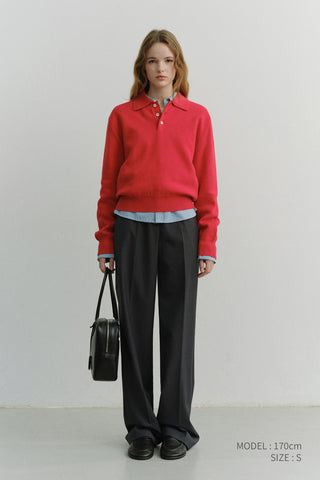UNISEX CASHMERE COLLARED SWEATER RED