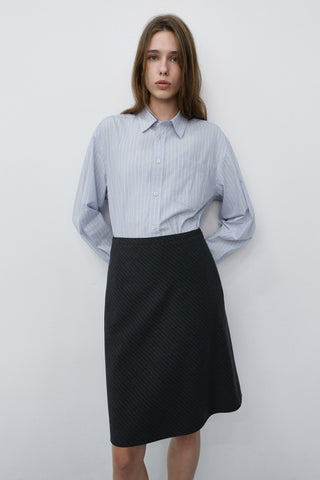 BIAS MIDI STRIPED SKIRT CHARCOAL GREY STRIPE
