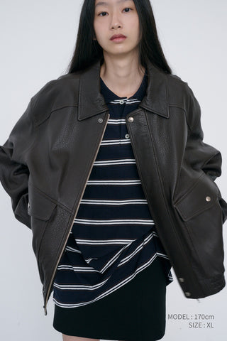 UNISEX MULTI STRIPE COLLARED T-SHIRT NAVY STRIPE
