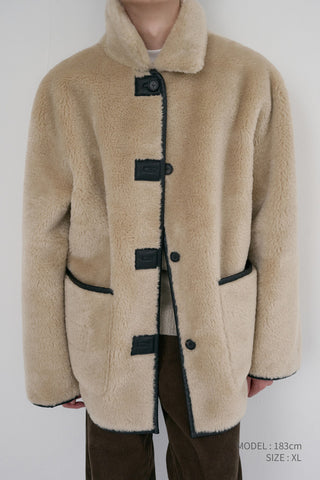 UNISEX REVERSIBLE SOFT SHEARLING HALF JACKET BLACK