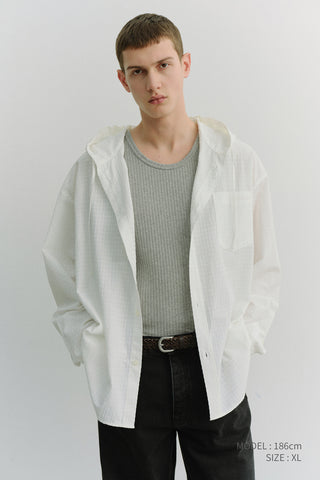 UNISEX CLASSIC HOODED SHIRT WHITE CHECK