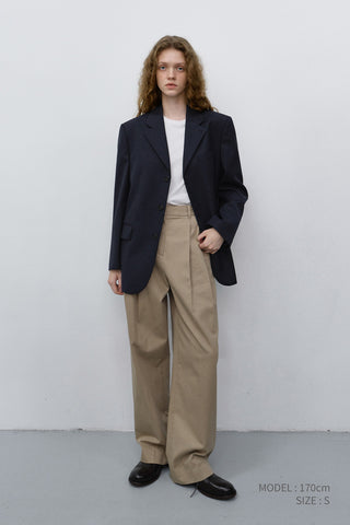 UNISEX CLASSIC 3 BUTTON WOOL BLAZER NAVY STRIPE
