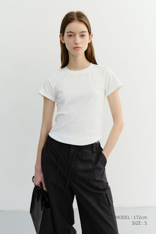 CURVED HEM SLIM TOP WHITE