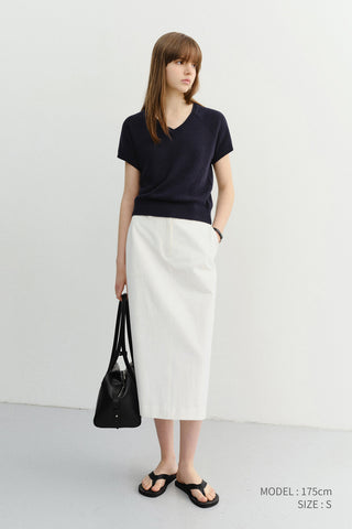 H-LINE COTTON LONG SKIRT OFF WHITE