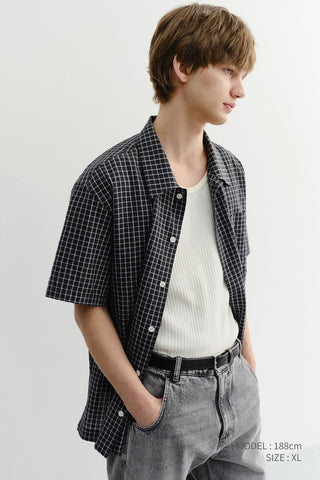 UNISEX CHECKED PAJAMA SHIRT BLACK CHECK