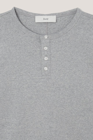 UNISEX HENLEY-NECK T-SHIRT MELANGE GREY